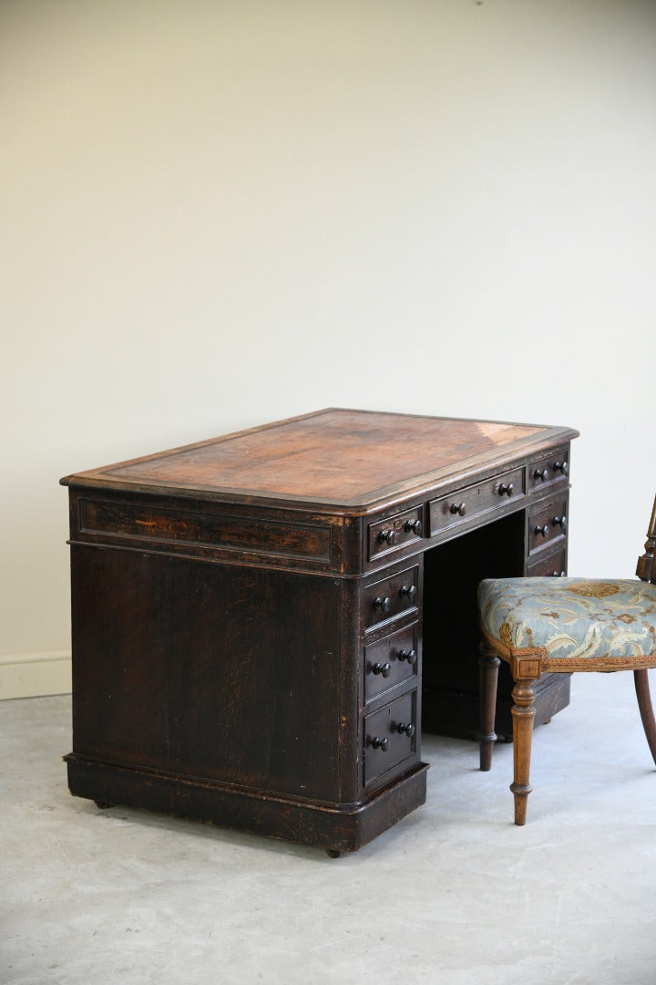 Victorian Oak Twin Pedestal Desk