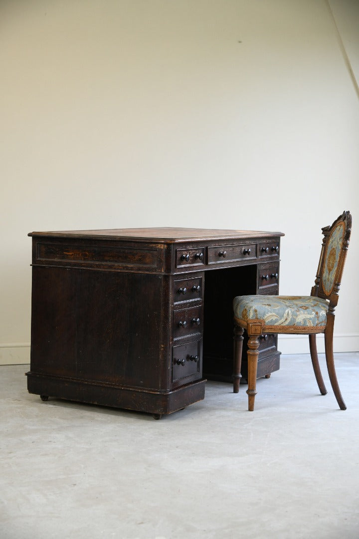 Victorian Oak Twin Pedestal Desk