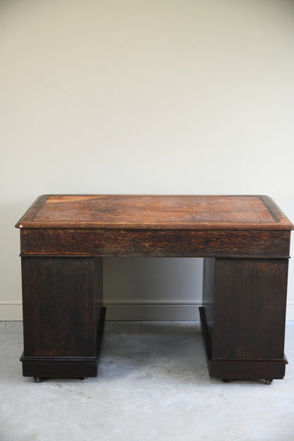 Victorian Oak Twin Pedestal Desk