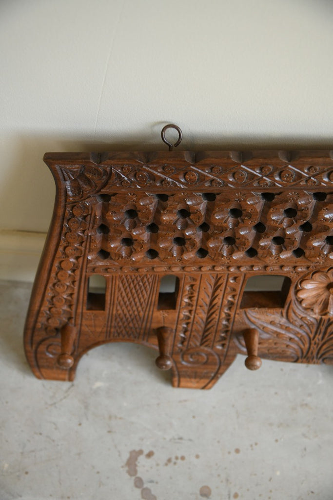 Carved Wooden Wall Mount Coat Hooks