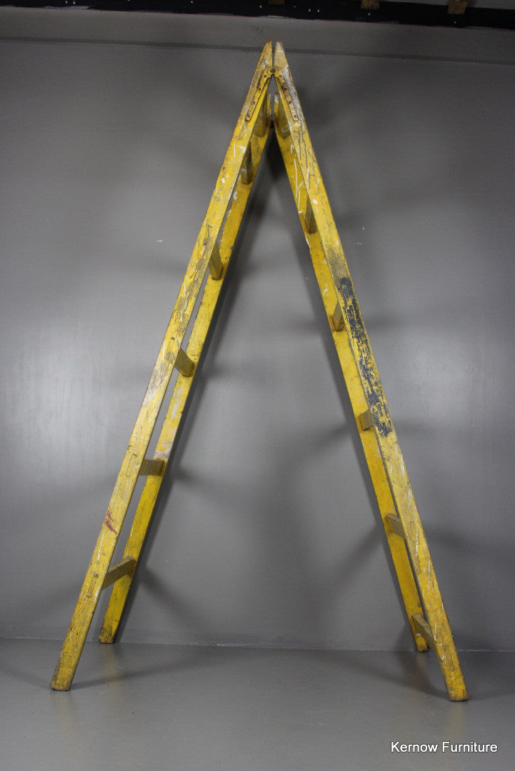 Large Vintage Trestle Ladder - Kernow Furniture