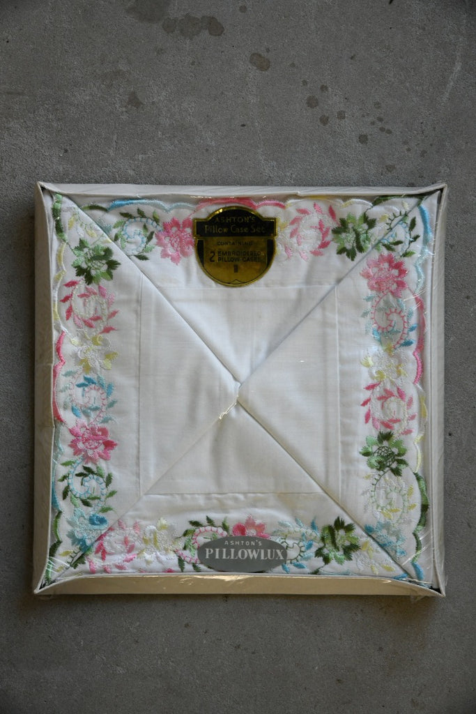 Pair Vintage Embroidered Ashtons Pillow Cases
