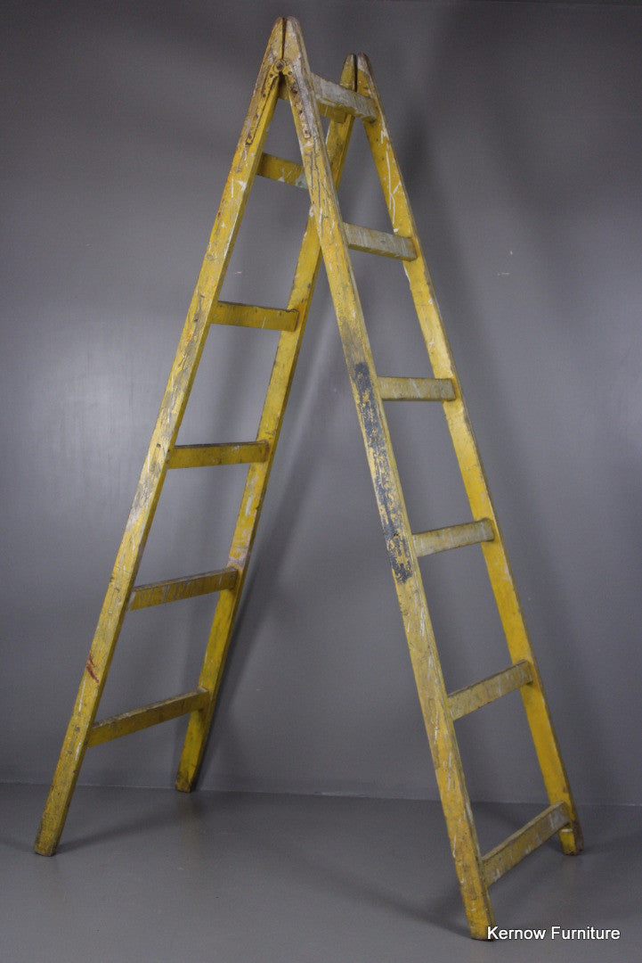 Large Vintage Trestle Ladder - Kernow Furniture