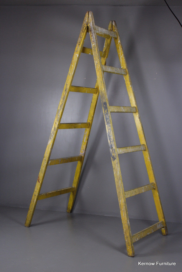 Large Vintage Trestle Ladder - Kernow Furniture