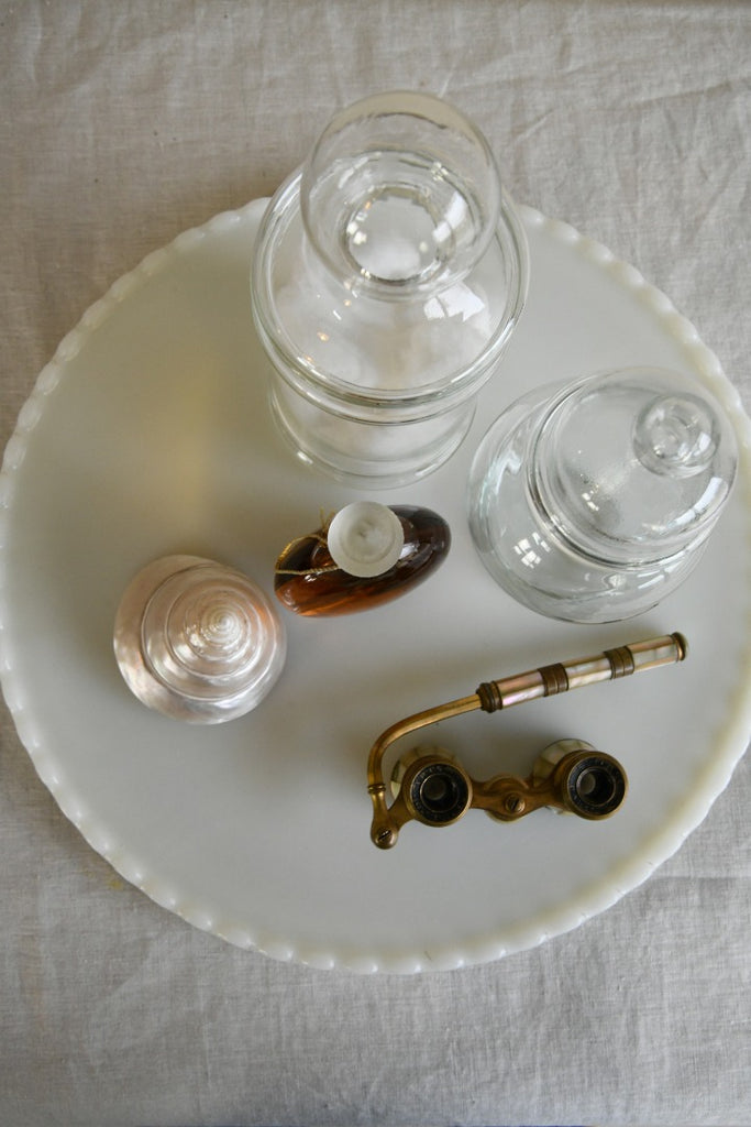 Vintage Round Milk Glass Tray