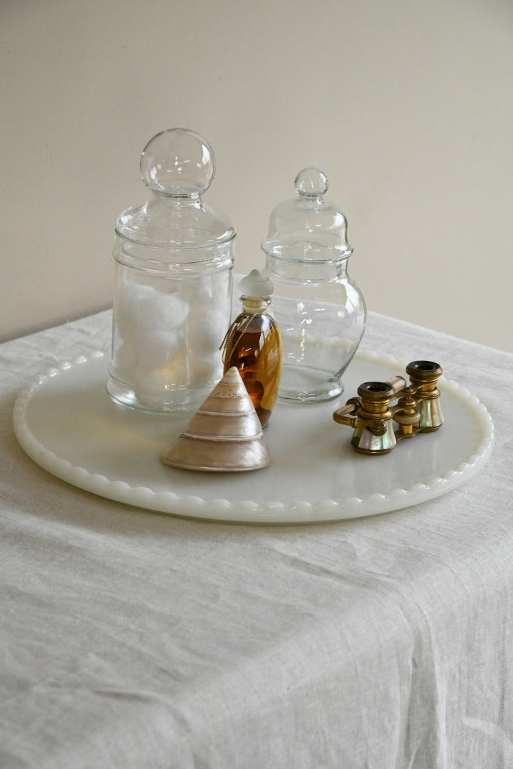 Vintage Round Milk Glass Tray