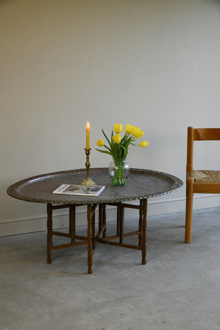 Large Oval Eastern Copper Tray Table