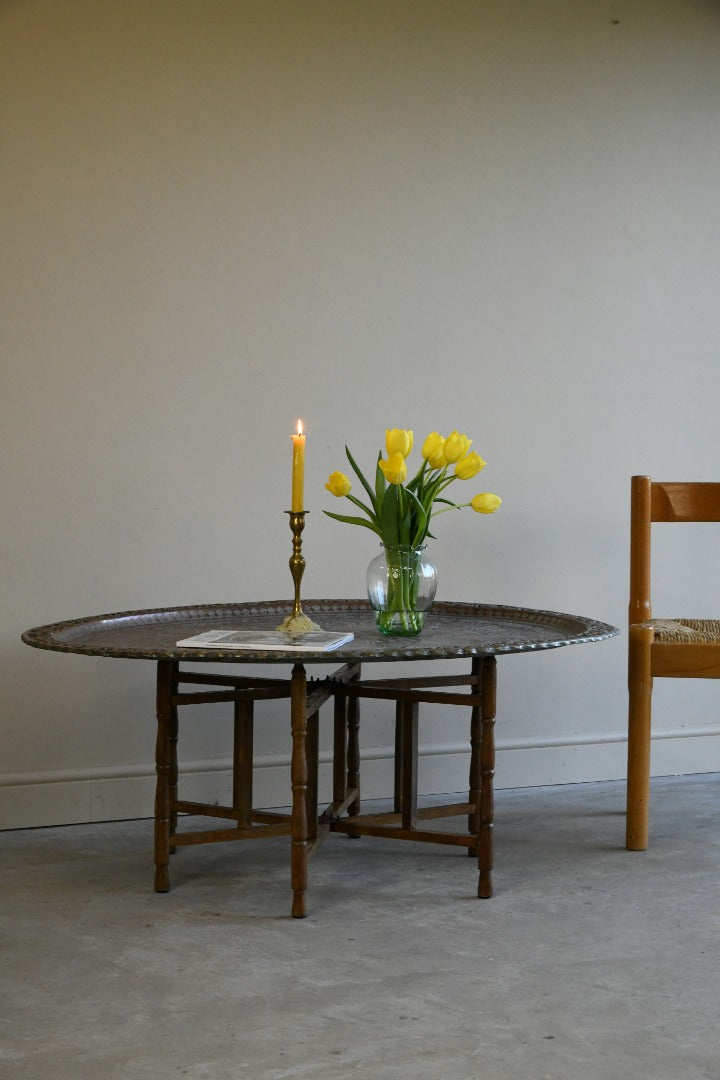 Large Oval Eastern Copper Tray Table