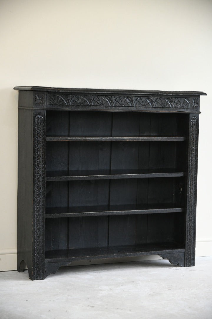 Victorian Ebonised Carved Bookcase