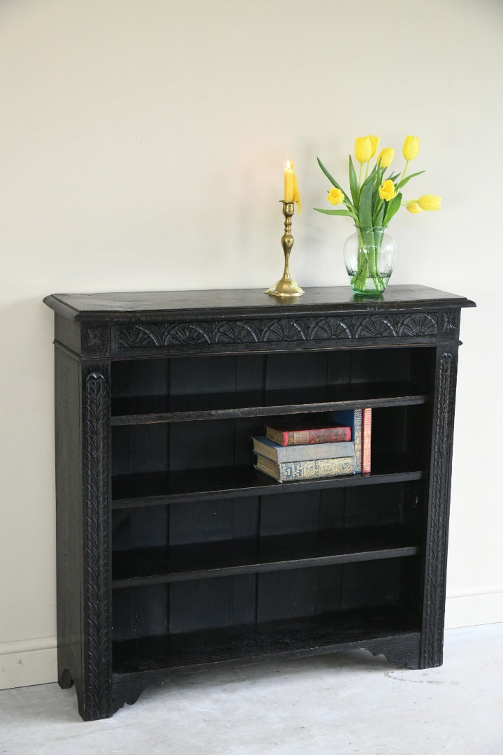 Victorian Ebonised Carved Bookcase