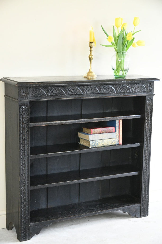 Victorian Ebonised Carved Bookcase