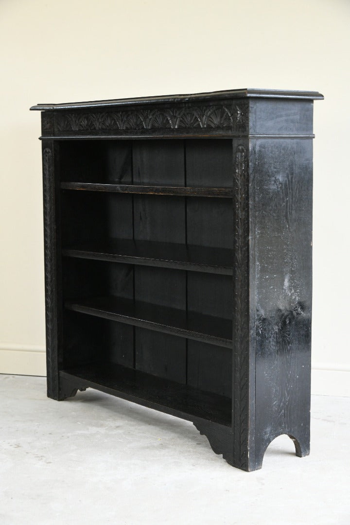 Victorian Ebonised Carved Bookcase