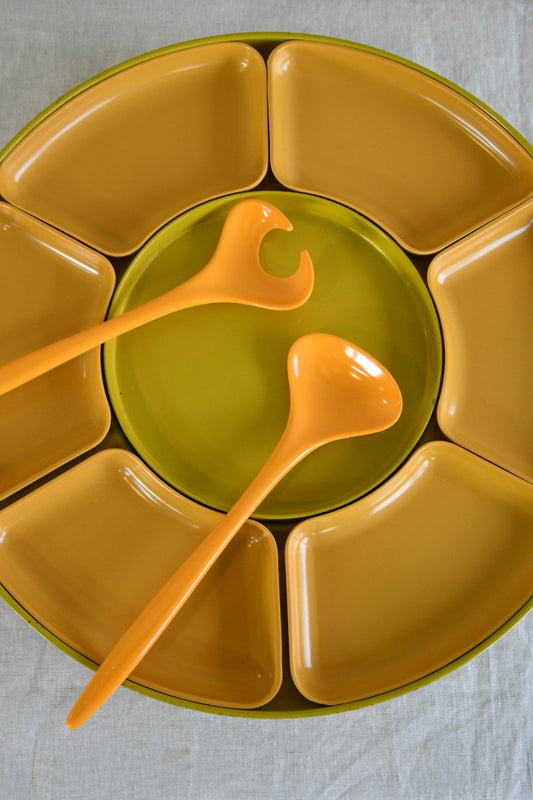 Vintage Yellow Spinning Serving Tray