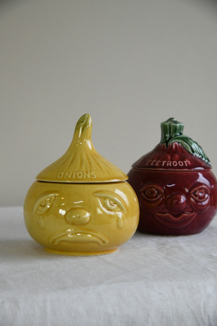 Vintage Onion & Beetroot Kitchen Pots