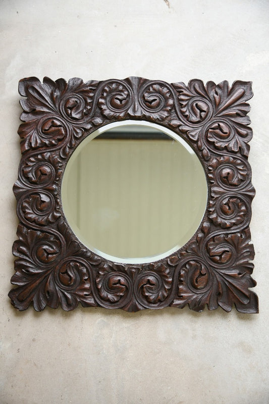 Charles II Style Carved Oak Mirror