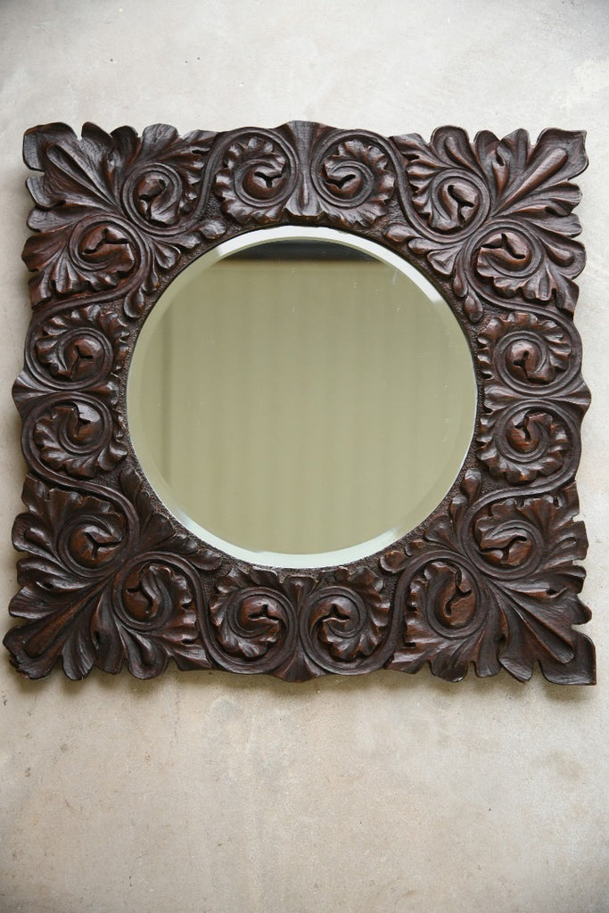 Charles II Style Carved Oak Mirror
