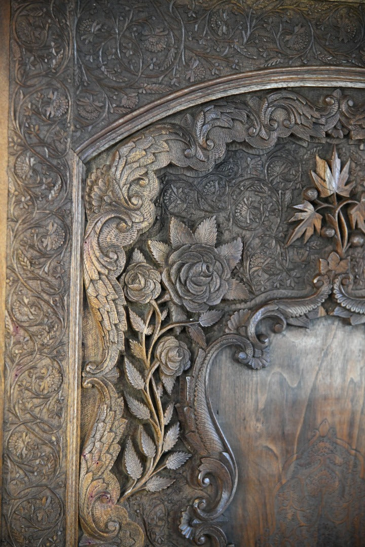 Carved Indonesian Teak Dressing Screen