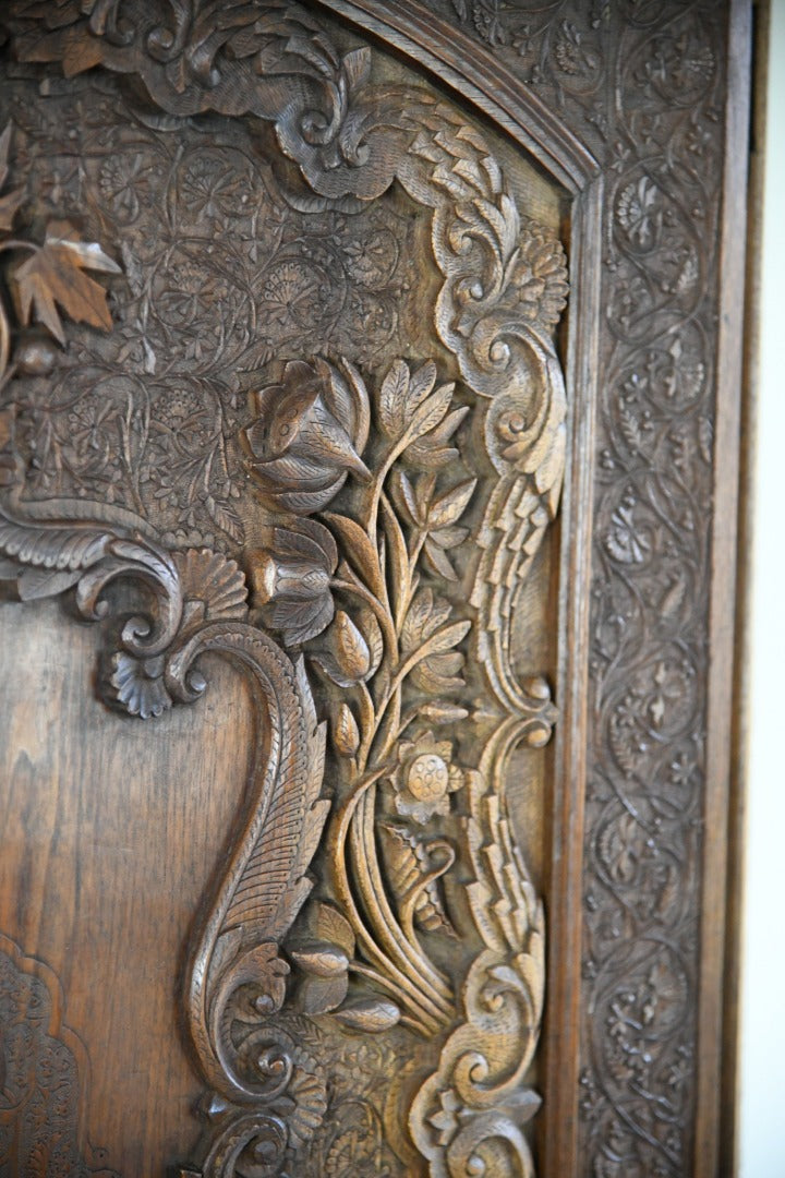 Carved Indonesian Teak Dressing Screen