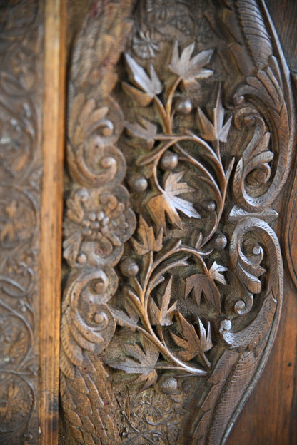 Carved Indonesian Teak Dressing Screen