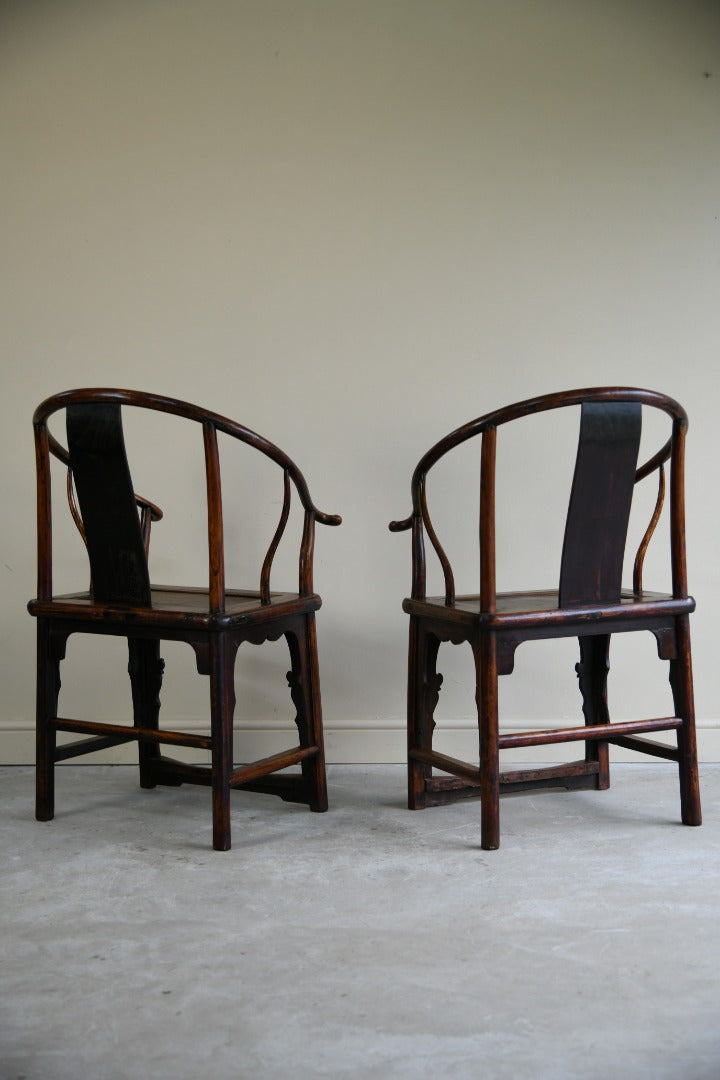 Pair of Ming Style Chinese Hardwood Armchairs