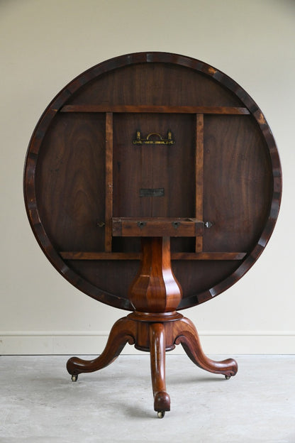 Mahogany Scalloped Edge Tilt Top Table