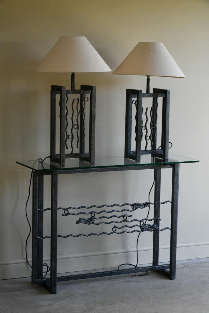 Pair Large Metal Table Lamps
