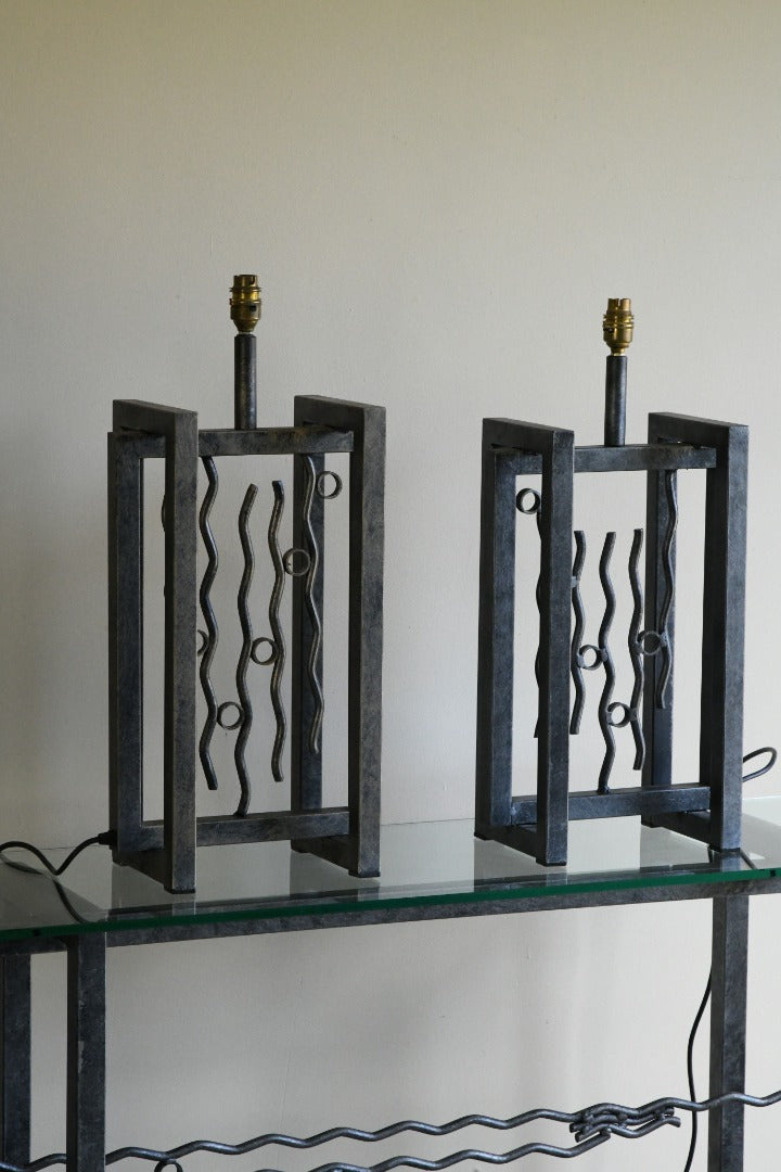 Pair Large Metal Table Lamps