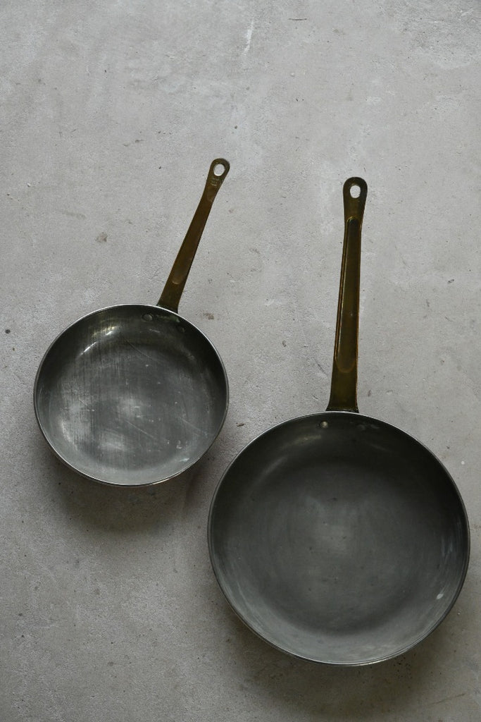 Pair Peerage Vintage Copper & Brass Pans