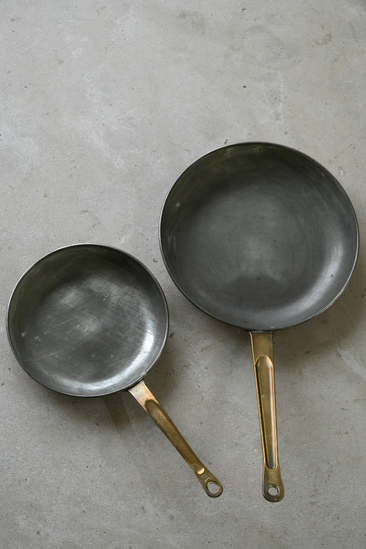 Pair Peerage Vintage Copper & Brass Pans