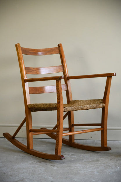 Pair Mid Century Pine Rocking Chairs