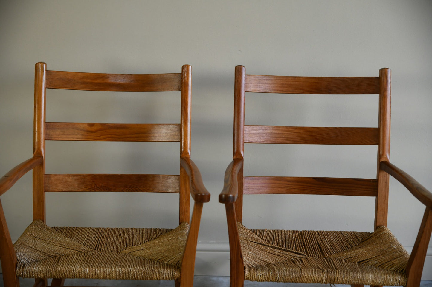 Pair Mid Century Pine Rocking Chairs