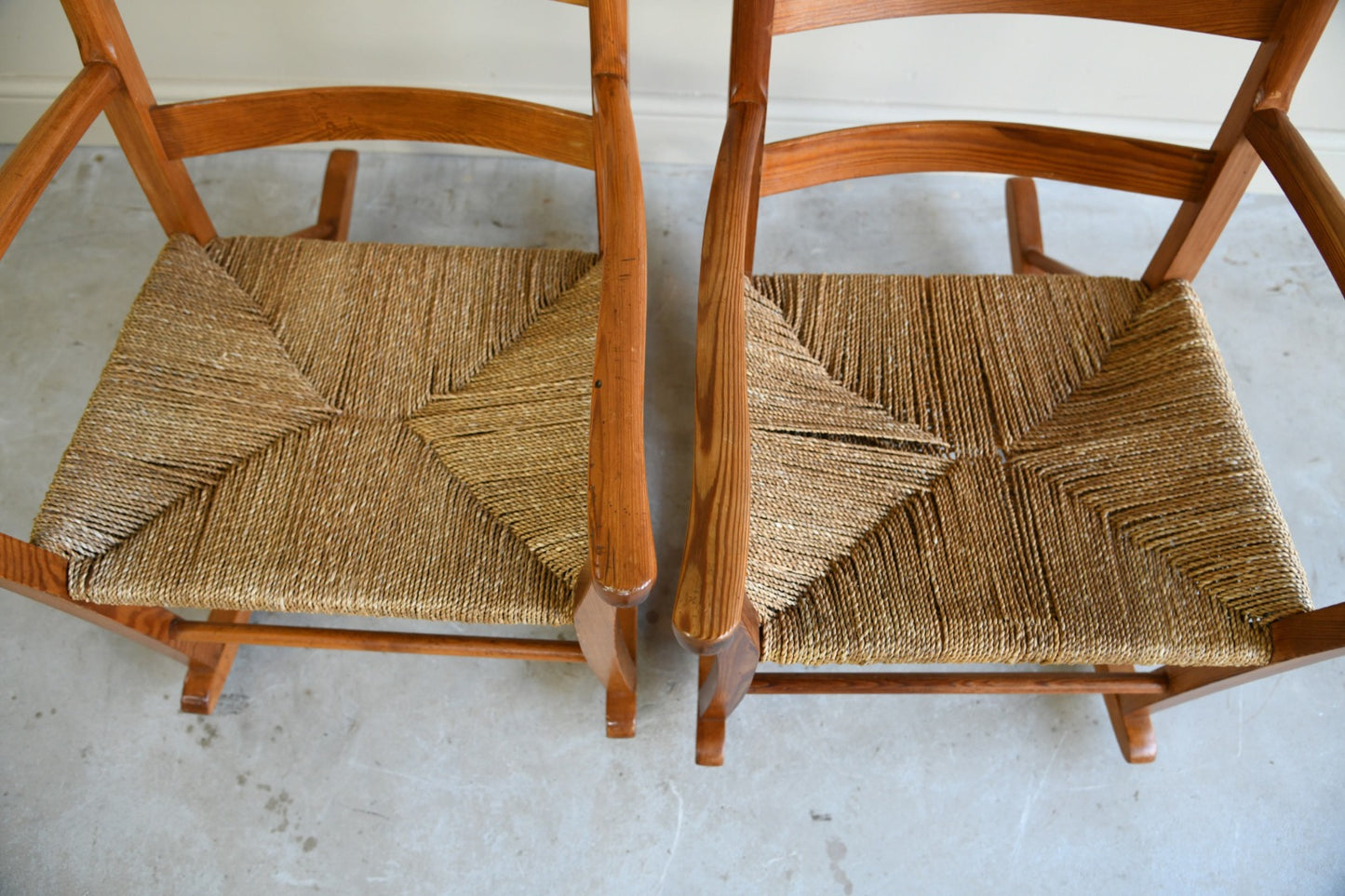 Pair Mid Century Pine Rocking Chairs