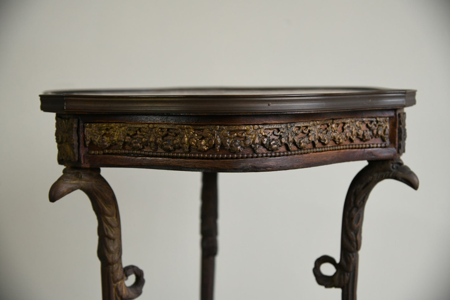 Antique French Brass & Walnut Geuridon