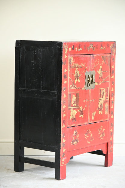 Red Lacquer Chinoiserie Cabinet