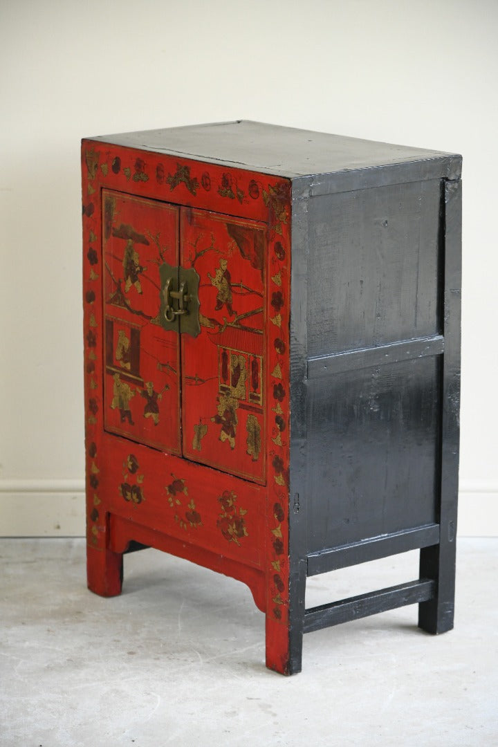 Red Lacquer Chinoiserie Cabinet