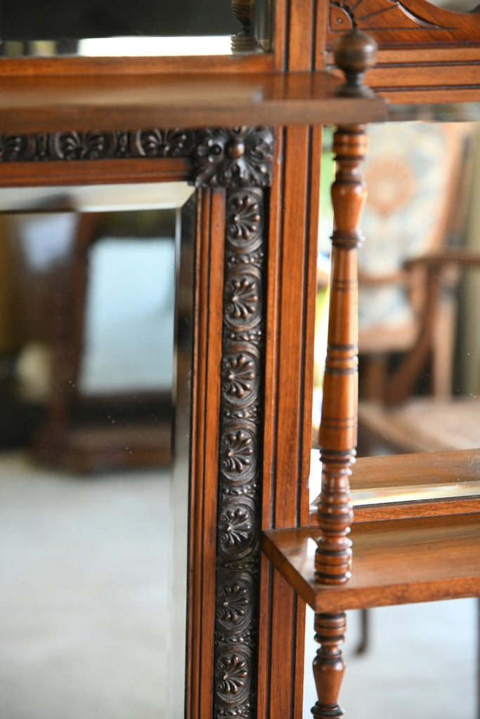 Antique Victorian Walnut Overmantle Mirror