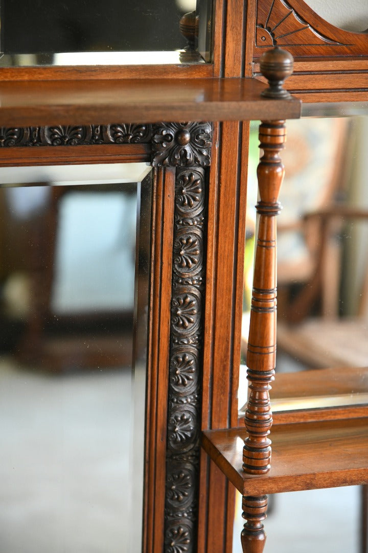 Antique Victorian Walnut Overmantle Mirror