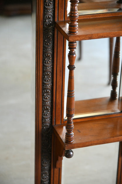 Antique Victorian Walnut Overmantle Mirror