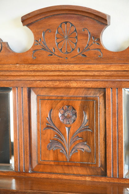 Antique Victorian Walnut Overmantle Mirror