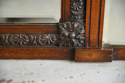 Antique Victorian Walnut Overmantle Mirror