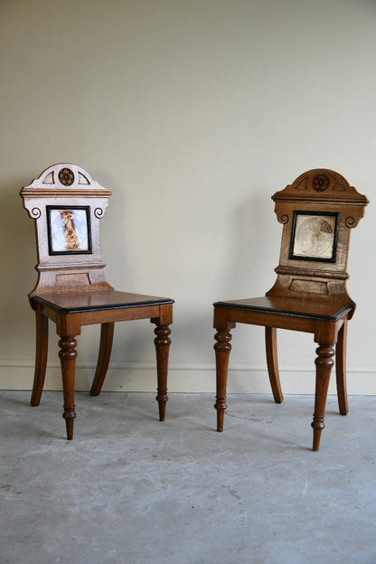 Pair Victorian Oak Hall Chairs Moyr Smith Tiles