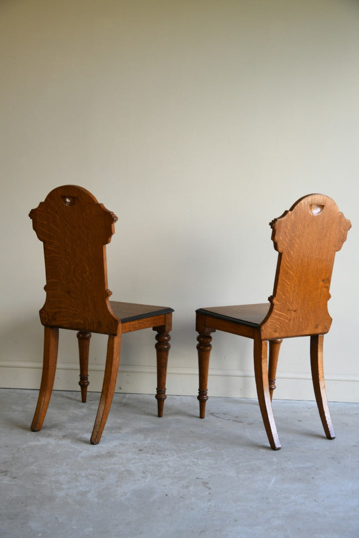 Pair Victorian Oak Hall Chairs Moyr Smith Tiles