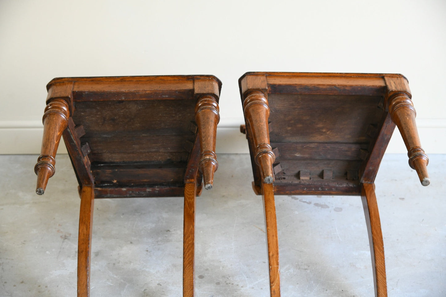 Pair Victorian Oak Hall Chairs Moyr Smith Tiles