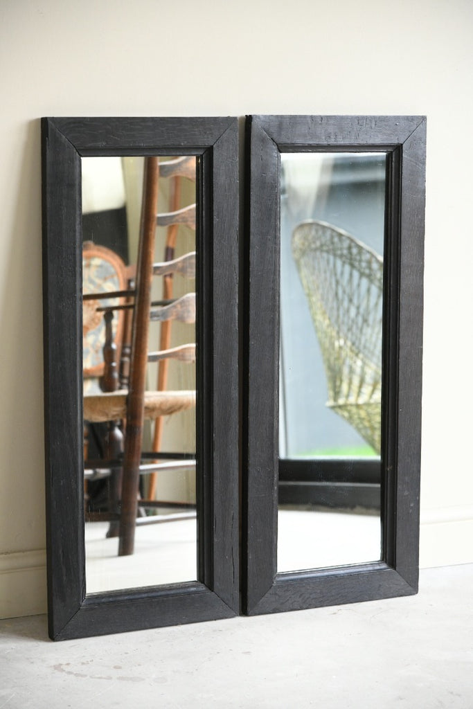 Pair Stained Oak Wall Mirrors