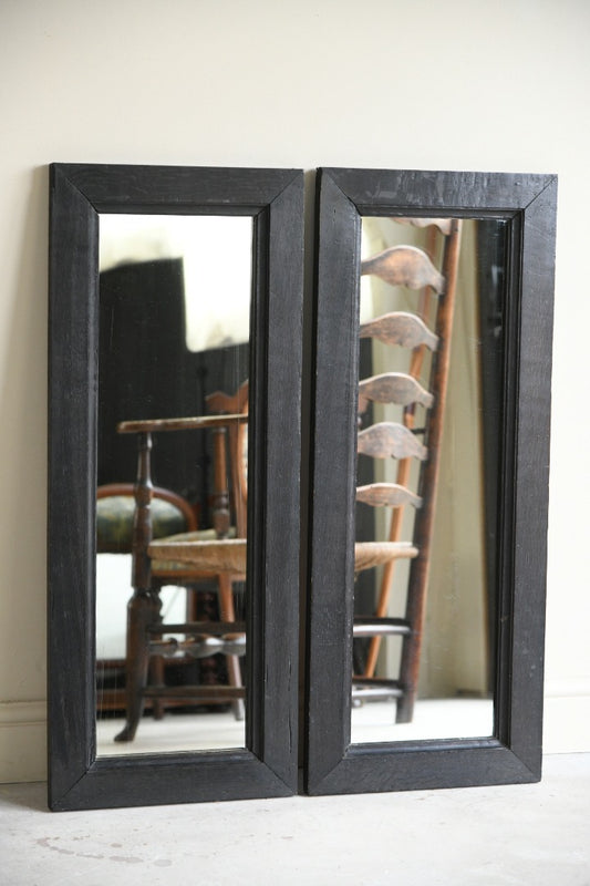 Pair Stained Oak Wall Mirrors