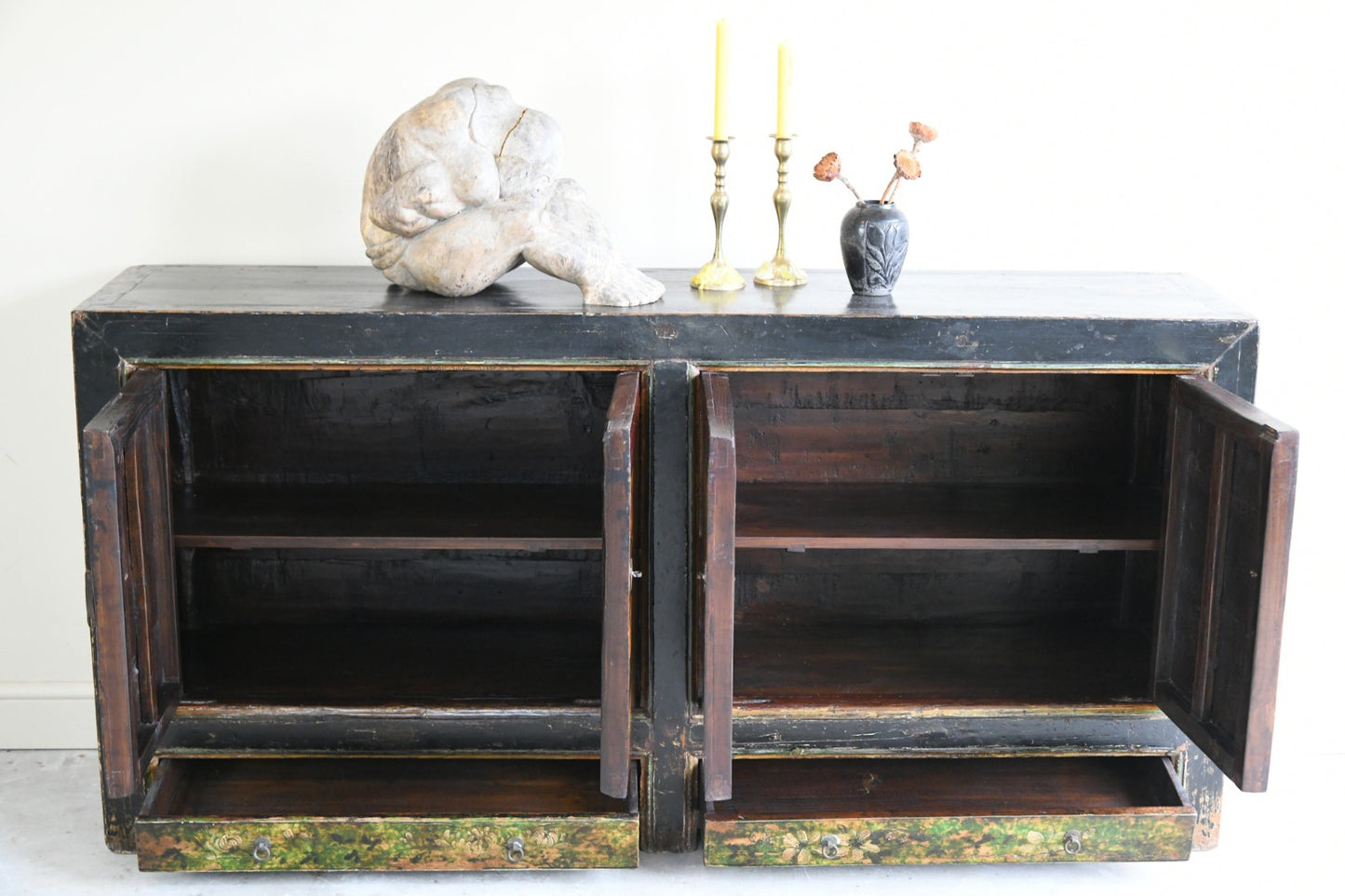 Chinese Floral Painted Sideboard