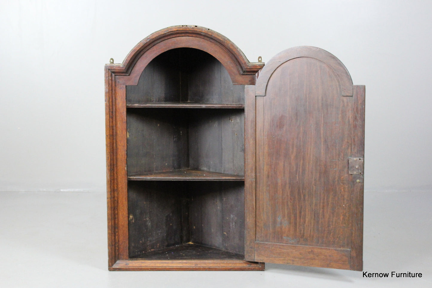 Antique Oak Wall Mounted Corner Cupboard - Kernow Furniture