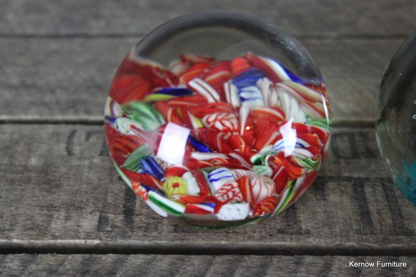 Pair Vintage Glass Paperweights - Kernow Furniture