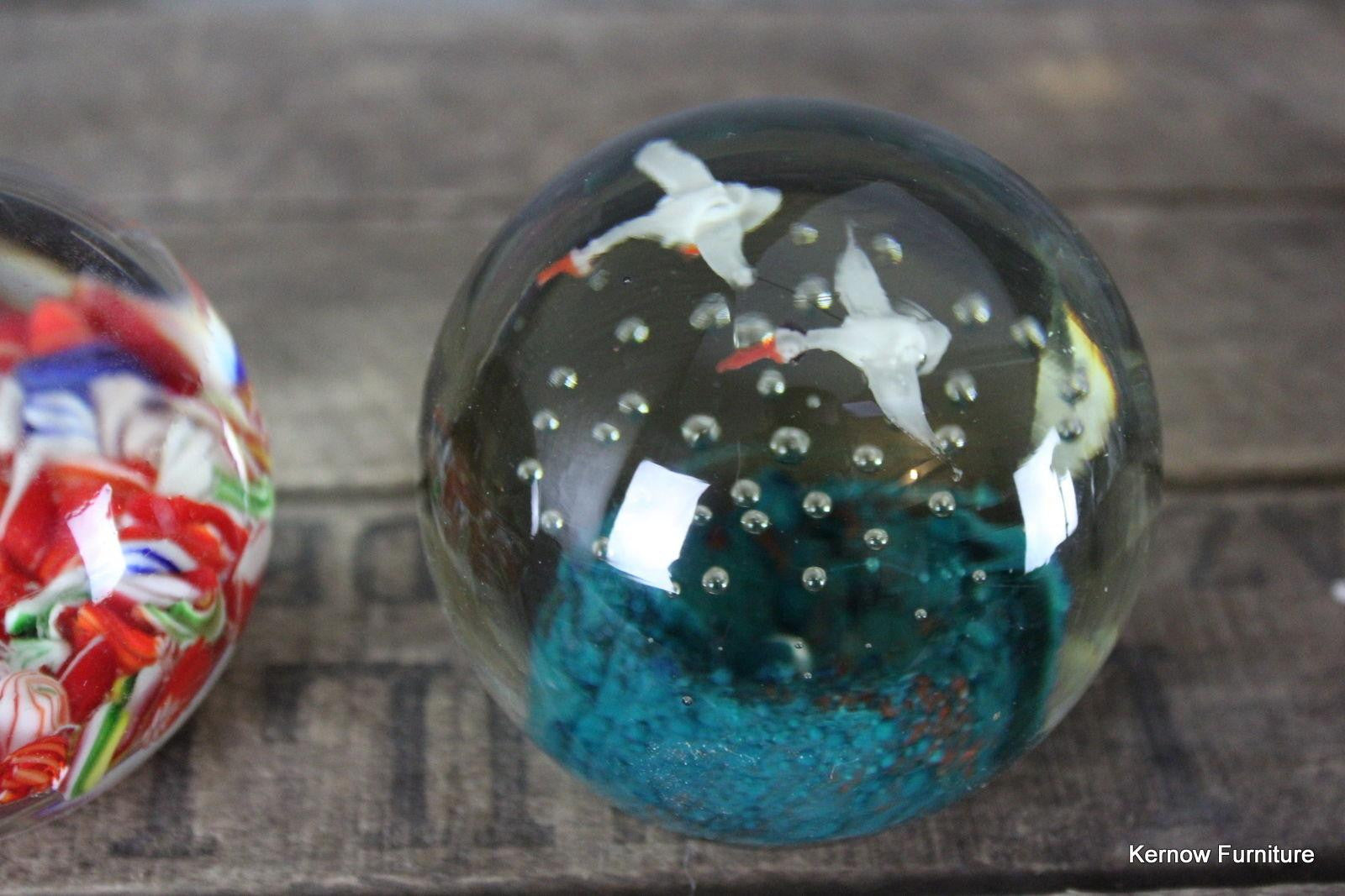 Pair Vintage Glass Paperweights - Kernow Furniture