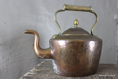 Decorative Stove Top Antique Copper & Brass Kettle - Kernow Furniture